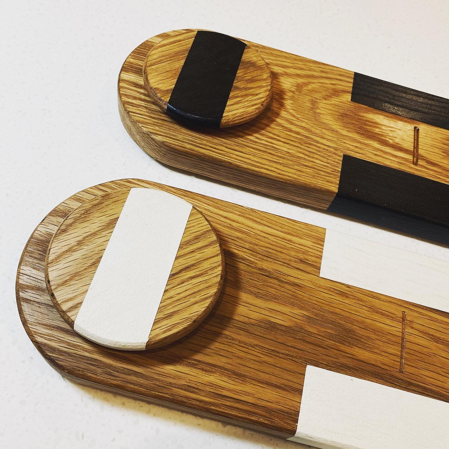 Hand made oak serving boards with inlay detail